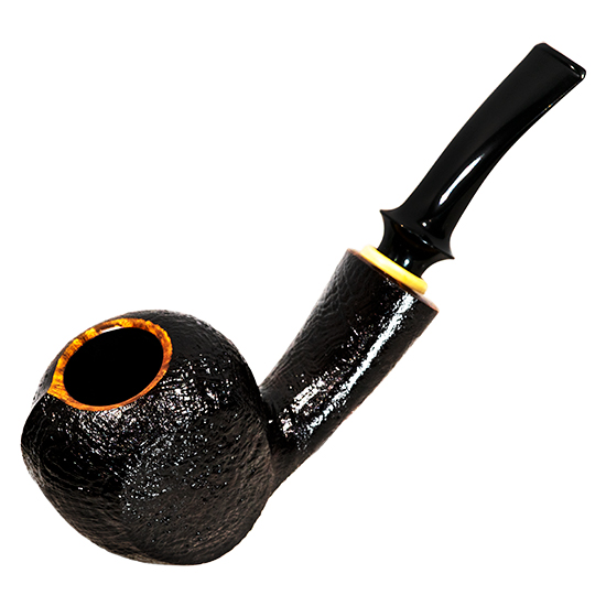 ケン パイプス 26658 / Italian Briar Boxwood,Sand blast 漆,Ebonite 本藍染ポーチ付き